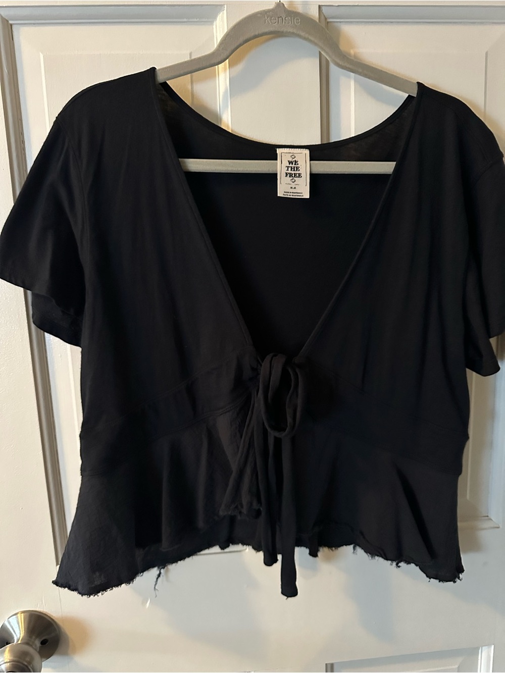 We The Free Black Tie-Front Crop Top